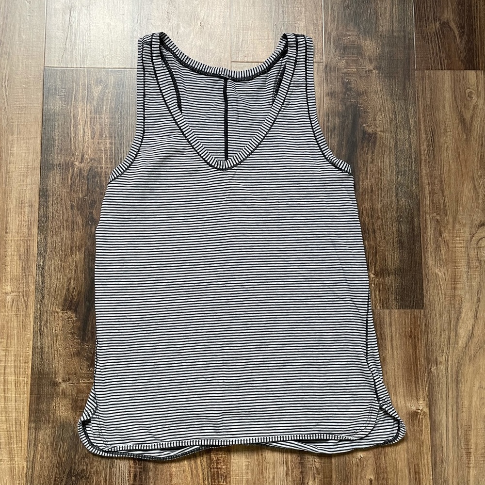Lululemon Black + Grey Striped Tank Top